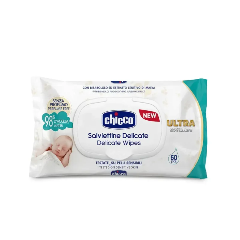 دستمال مرطوب چیکو Chicco مدل Ultra Soft بسته 60 عددی