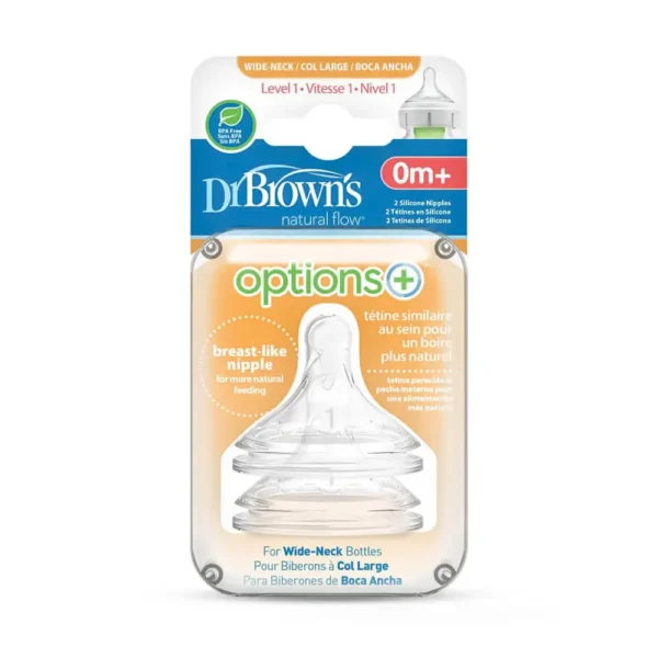 سر شیشه پهن +0 ماه دکتر براون Dr Browns بسته 2 عددی