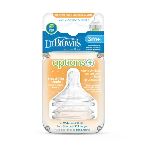 سر شیشه پهن +3 ماه دکتر براون Dr Browns بسته 2 عددی