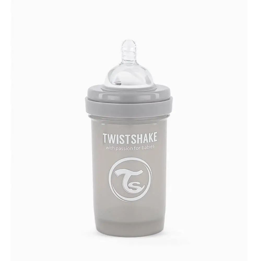 شیشه شیر ضد نفخ تویست شیک Twistshake حجم 180 میلی لیتر رنگ طوسی