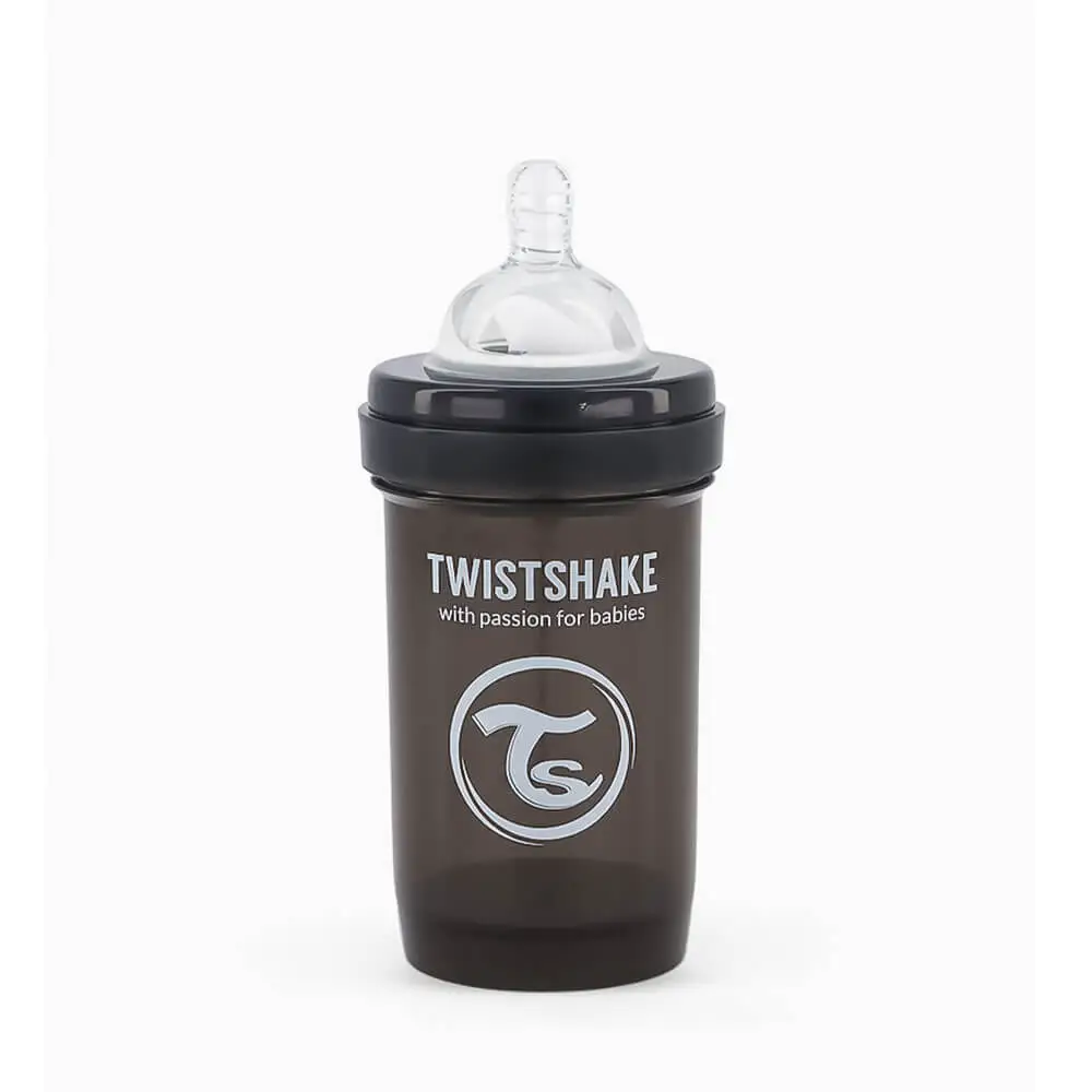 شیشه شیر ضد نفخ تویست شیک Twistshake حجم 180 میلی لیتر رنگ مشکی