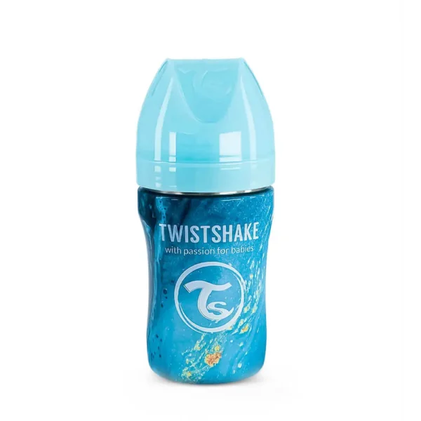 شیشه شیر استیل 260 میل تویست شیک Twistshake ماربل آبی