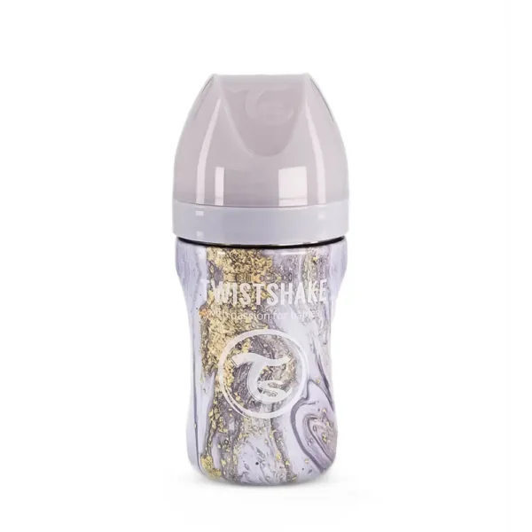 شیشه شیر استیل 260 میل تویست شیک Twistshake ماربل طوسی