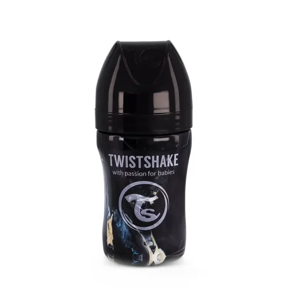 شیشه شیر استیل 260 میل تویست شیک Twistshake ماربل مشکی