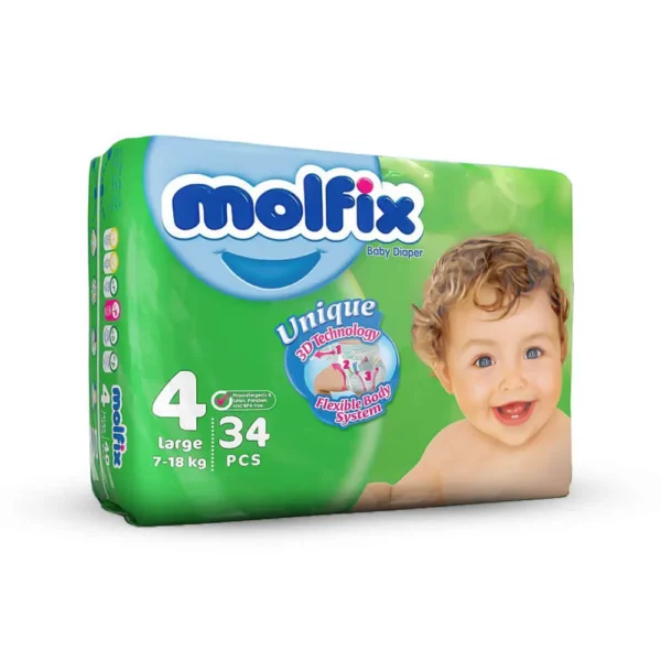 پوشک بچه سایز 4 مولفیکس Molfix بسته 34 عددی