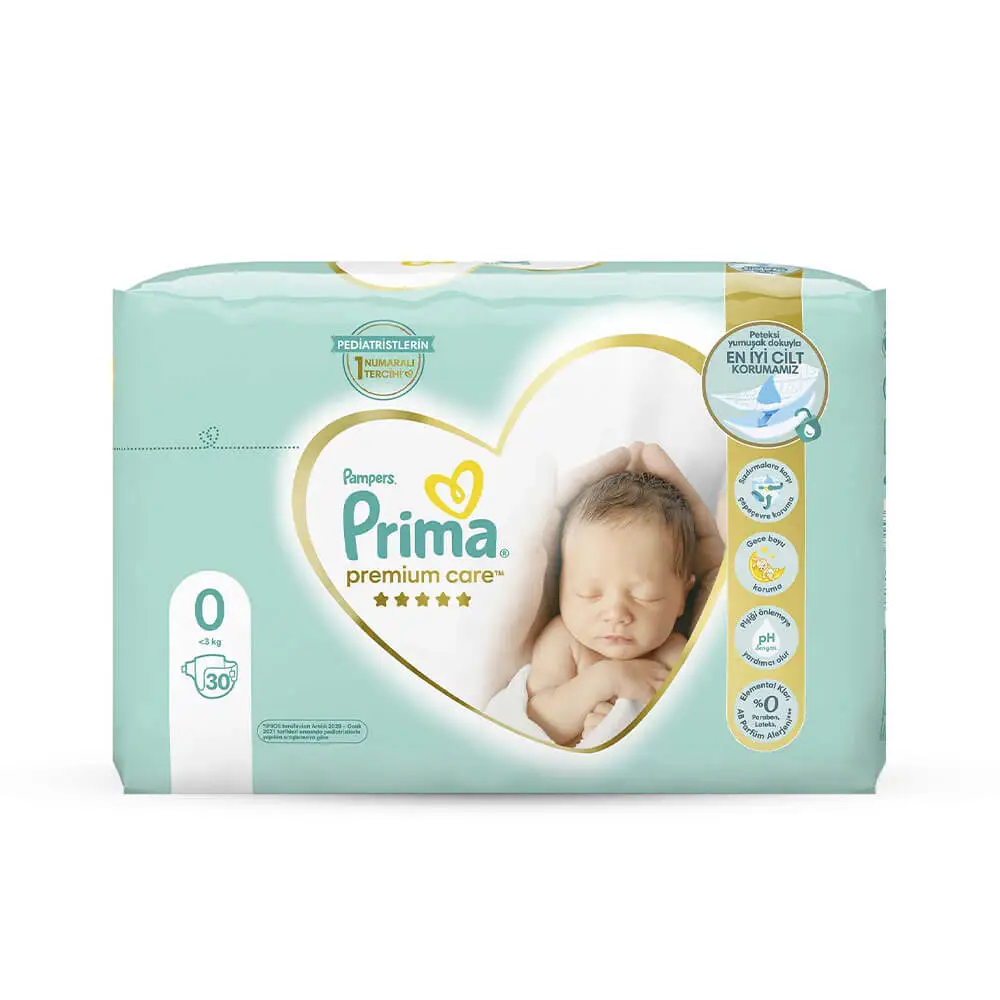 پوشک بچه سایز 0 پریما Prima مدل Premium Care بسته 30 عددی