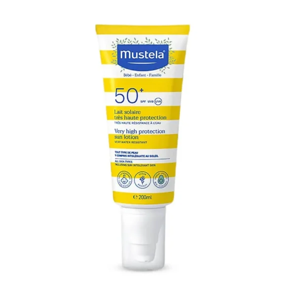 لوسیون ضد آفتاب کودک SPF50 موستلا Mustela حجم 200 میلی لیتر
