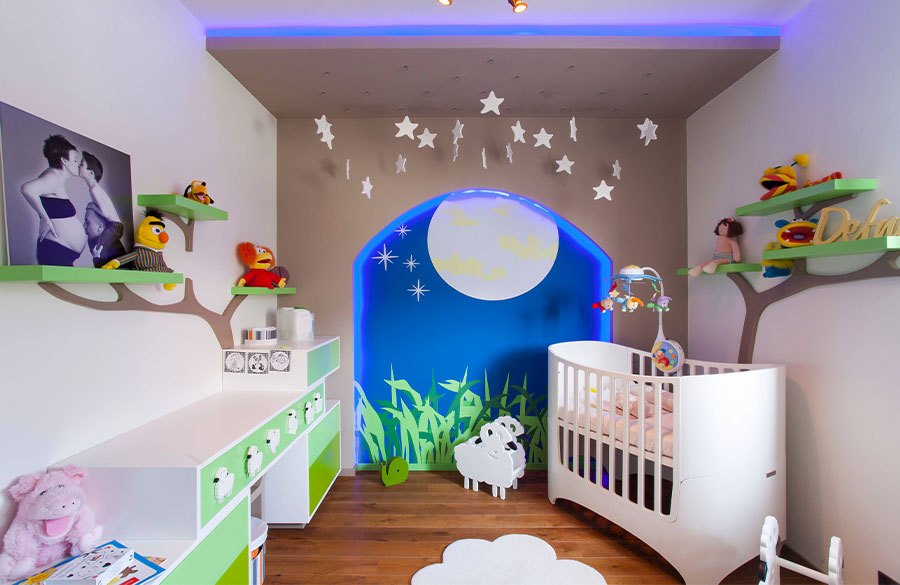 دکوراسیون اتاق نوزاد با طرح فانتزی و کودکانه