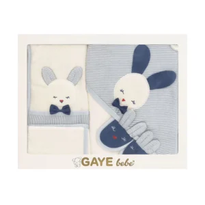 ست حوله نوزاد 4 تکه گایه ببه Gaye Bebe طرح خرگوش آبی