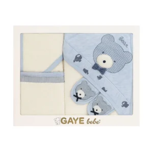ست حوله نوزاد 4 تکه گایه ببه Gaye Bebe طرح تدی آبی