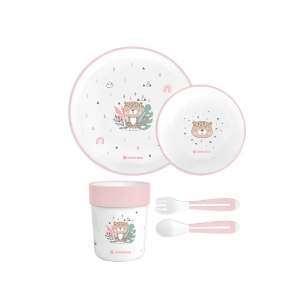 ست ظرف غذا ملامین 5 تکه کیکابو Kikkaboo طرح Savanna Pink