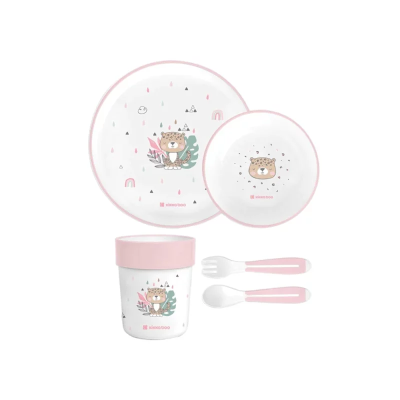 ست ظرف غذا ملامین 5 تکه کیکابو Kikkaboo طرح Savanna Pink