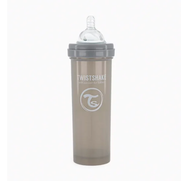 شیشه شیر ضد نفخ تویست شیک Twistshake حجم 330 میلی لیتر رنگ طوسی