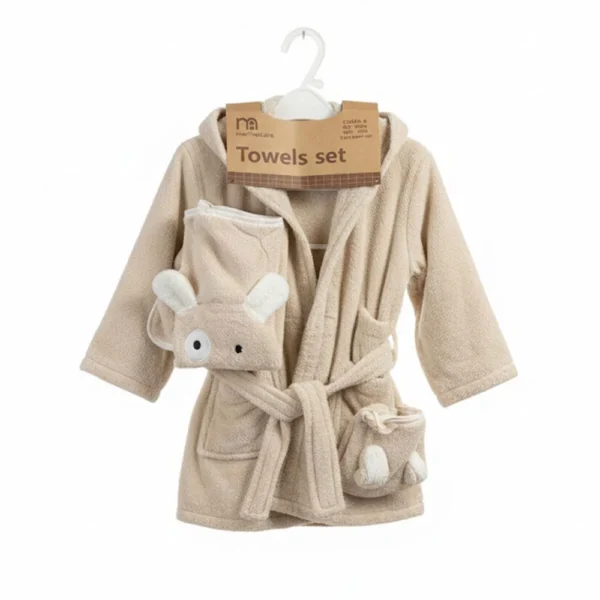 ست حوله نوزاد 5 تکه مادرکر Mothercare طرح تدی رنگ بژ