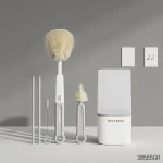 ست شیشه شور و نی شور سیلیکونی مدل Premium 4in1 رنگ طوسی