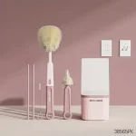 ست شیشه شور و نی شور سیلیکونی مدل Premium 4in1 رنگ صورتی