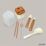 ست شیشه شور و نی شور سیلیکونی مدل Premium 4in1 رنگ نارنجی