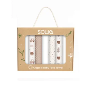 دستمال صورت نوزاد سلیکا وود Solika Wood تدی و ماشین بژ